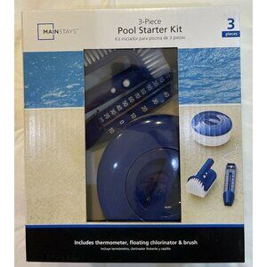 Mainstays 3-Piece Pool Starter Kit Thermometer, Floating Chlorinator, and Brush